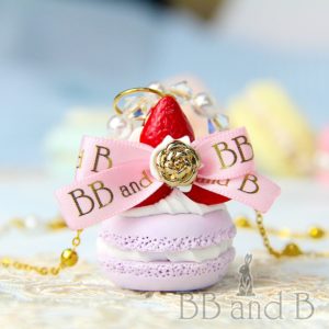 Petite Strawberry Macaron Necklace in Lavender