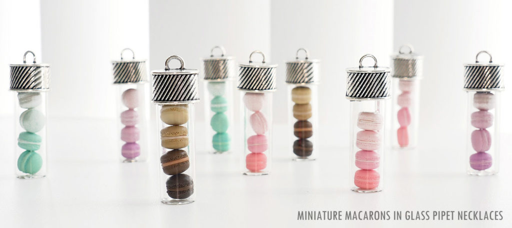 Mini Macarons in Glass Pipet Fake Sweets Necklace