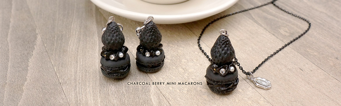 Charcoal Berry Mini Macarons Fake Sweets Macaron Jewelry