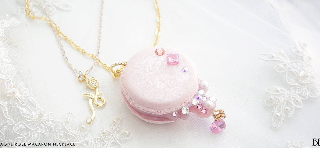 Champagne Rose Macaron Necklace