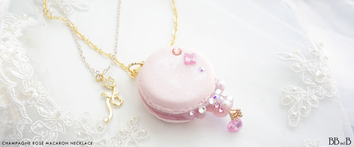 Champagne Rose Macaron Necklace