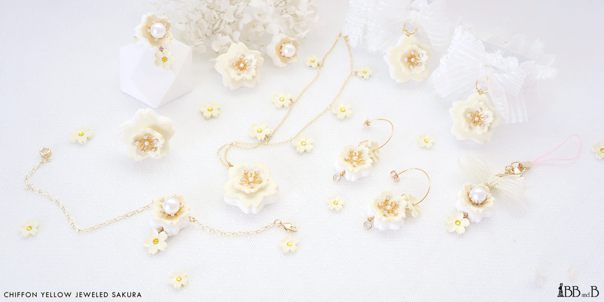 Chiffon Yellow Jeweled Sakura Collection