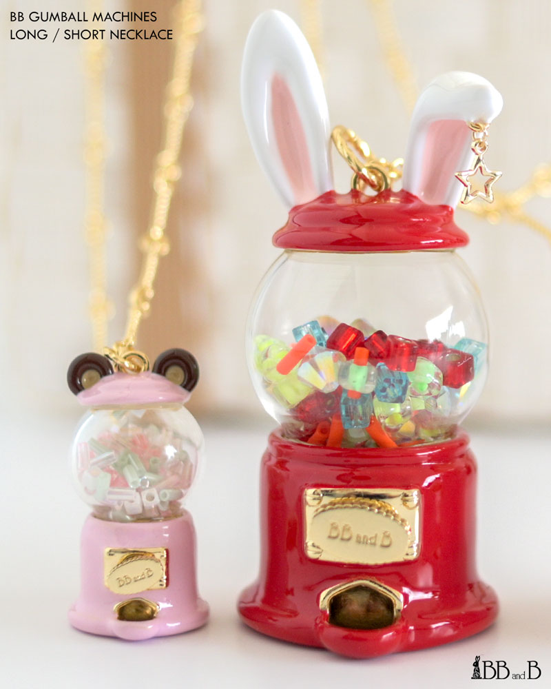 BB Gumball Machine White Rabbit Long Necklace & Baby Bear Short Necklace BB Gumball Machine White Rabbit Long Necklace & Baby Bear Short Necklace
