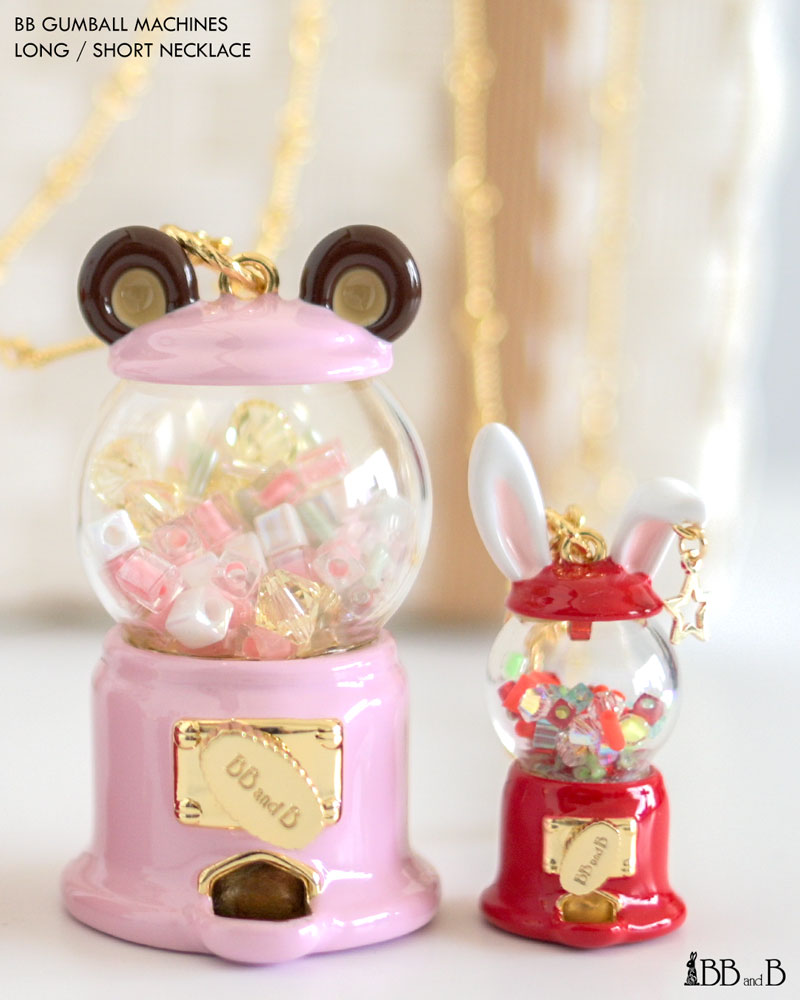 BB Gumball Machine Baby Bear Short Necklace & White Rabbit Long Necklace BB Gumball Machine Baby Bear Short Necklace & White Rabbit Long Necklace