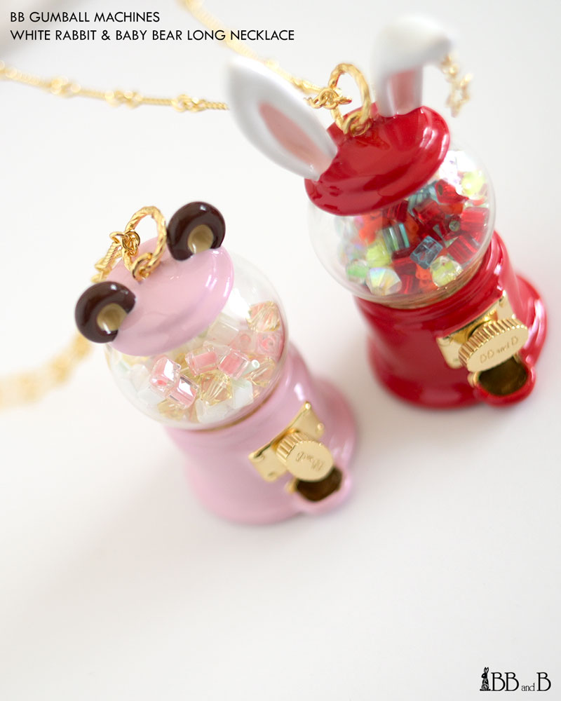 BB Gumball Machine White Rabbit & Baby Bear Long Necklace BB Gumball Machine White Rabbit & Baby Bear Long Necklace